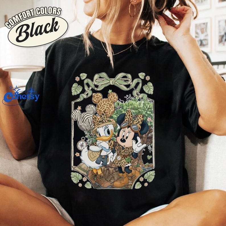 Retro Comfort Colors Minnie Daisy Animal Kingdom Shirt, Coquette Tree of Life Leopard Balloon Shirt,Disneyworld Family Matching Vacation Tee image 4