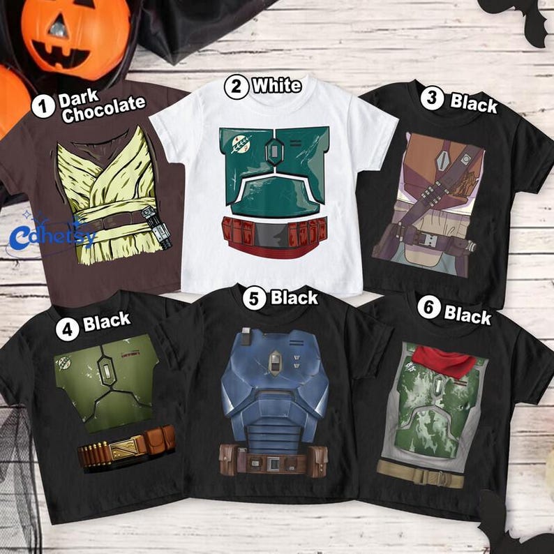 Custom Starwars Halloween Costume Shirt, Mandalorian Costume Tee, Halloween Group Gift 2026, Galactic Cosplay Top, Sci-Fi Movie Apparel image 3