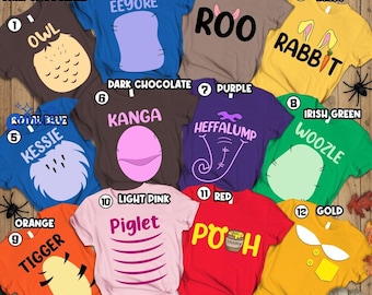 Winnie The Pooh All Characters Halloween Costume Shirt, Disneyland Pooh Tigger Piglet Eeyore Halloween Party Tee, Group Matching 2026 Shirts