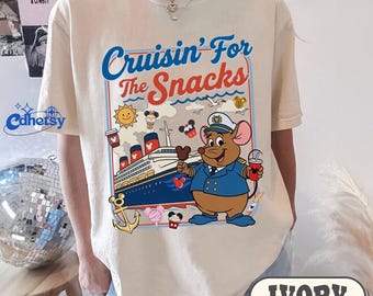 Funny DisneyCruise Comfort Color Gus Gus Shirt, Gus Gus Jaq Cruising For The Snacks, Disneyland Girls Trip 2026 Tee