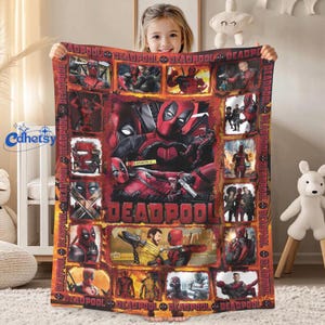 Deadpool And Wolverine Fleece Blanket, Deadpool Blanket, Superhero Throw Blanket For Bed Couch Sofa, Legend Deadpool Blanket Birthday Gift image 1