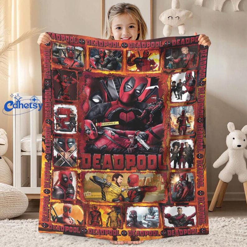 Deadpool And Wolverine Fleece Blanket, Deadpool Blanket, Superhero Throw Blanket For Bed Couch Sofa, Legend Deadpool Blanket Birthday Gift image 1