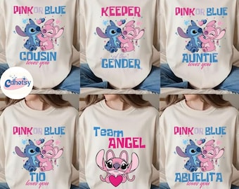 Disneyland Gender Reveal Party Shirt, Pink or Blue Team Shirt, Team Stitch & Team Angel, Disneyland Baby Shower Matching Tee