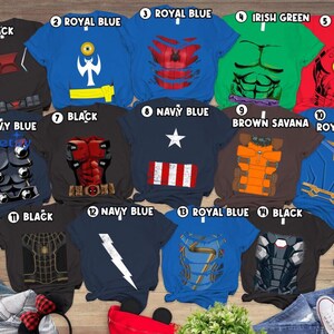 Camiseta de disfraz de Avengers Endgame para Halloween, camiseta para fiesta de cosplay de superhéroes 2026, camiseta de disfraz de Spiderman, Iron Man y Capitán América imagen 2