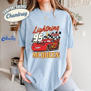 Camiseta de la película Cars, camiseta de Rayo McQueen, camiseta retro de Comfort Colors, regalo para fans de Disneyland, camiseta de carreras vintage imagen 4