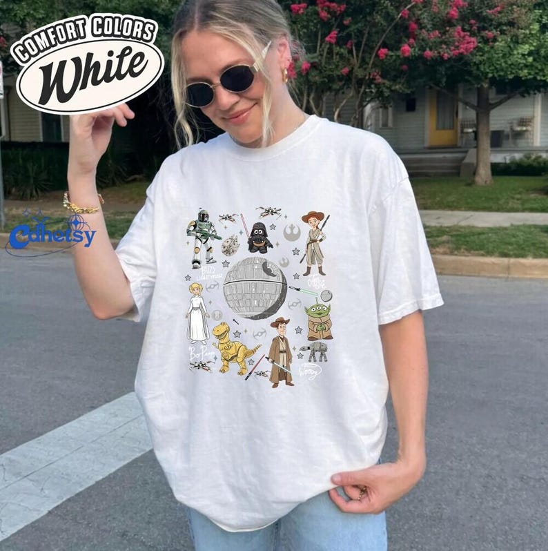 Comfort Colors Toy Story Starwars Shirt, Mashup Crossover Tee, Galactic Disneyworld Top, Disneyland Vacation Shirt, Gift for Fans image 1