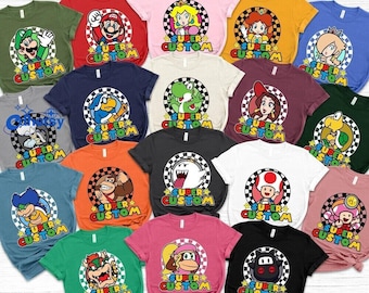 Custom Name Mario All Characters Shirt, Mario Gaming Shirt, Personalized Mario And Friends Gaming Matching Family Shirt