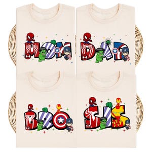 MCU Family Shirt, Avengers Mom Dad Tee, Spiderman Birthday T-Shirt, Captain America Gift, Hulk Iron Man Boy Sweatshirt image 1