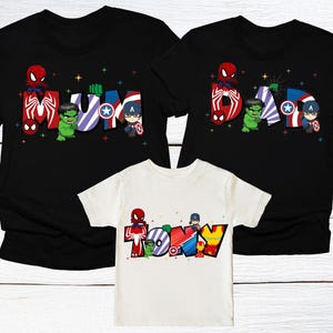 MCU Family Shirt, Avengers Mom Dad Tee, Spiderman Birthday T-Shirt, Captain America Gift, Hulk Iron Man Boy Sweatshirt image 2