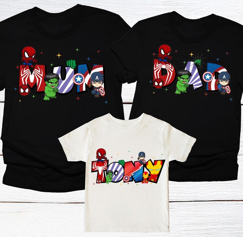 MCU Family Shirt, Avengers Mom Dad Tee, Spiderman Birthday T-Shirt, Captain America Gift, Hulk Iron Man Boy Sweatshirt image 2