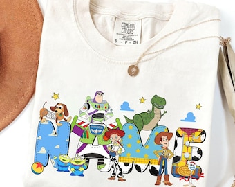 Camiseta personalizada de Toy Story con nombre, camiseta personalizada de Woody y Jessie de DisneylandBuzz, camiseta personalizada de cumpleaños para niño y niña, camiseta de viaje a Disneyland