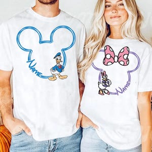 Customize Sketch All Disneyland Characters Family Matching Shirt, Custom Name Mickey and Friend Tee, Personalized Disneyland Group Matching Bild 3