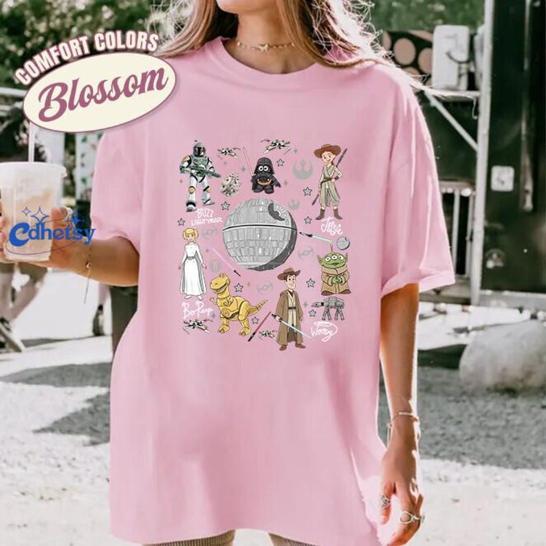 Comfort Colors Toy Story Starwars Shirt, Mashup Crossover Tee, Galactic Disneyworld Top, Disneyland Vacation Shirt, Gift for Fans image 3