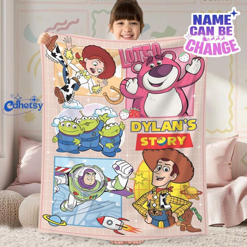Personalized Disneyland Pixar Toy Story Blanket, Custom Toy Story Characters Blanket, To Infinity And Beyond Toy Story Birthday, Xmas Gifts Bild 1