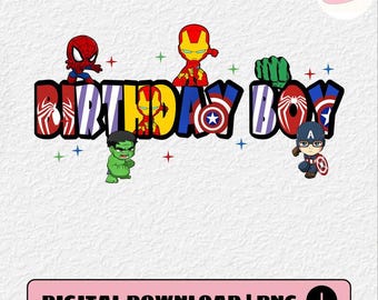 Pobierz plik PNG z rodziną MCU, plik cyfrowy Avengers: mama i tata, plik PNG z urodzin Spidermana, prezent urodzinowy Kapitana Ameryki, cyfrowy plik Hulka Iron Mana dla chłopca