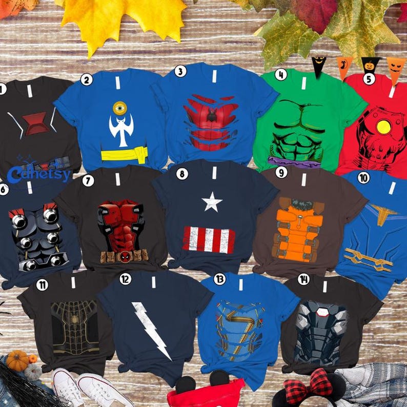 Camiseta de disfraz de Avengers Endgame para Halloween, camiseta para fiesta de cosplay de superhéroes 2026, camiseta de disfraz de Spiderman, Iron Man y Capitán América imagen 1