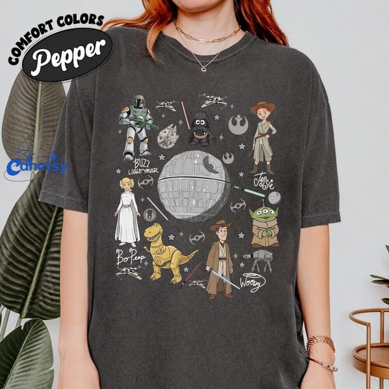Comfort Colors Toy Story Starwars Shirt, Mashup Crossover Tee, Galactic Disneyworld Top, Disneyland Vacation Shirt, Gift for Fans image 6