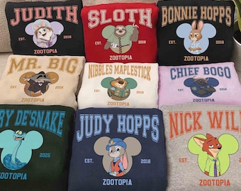 Vintage Disneyland Zootopia 2 Characters Group Shirts, Judy Hopps Nick Wilde Gary DeSnake Tee, Zootropolis, Disneyland Family 2025 Trip