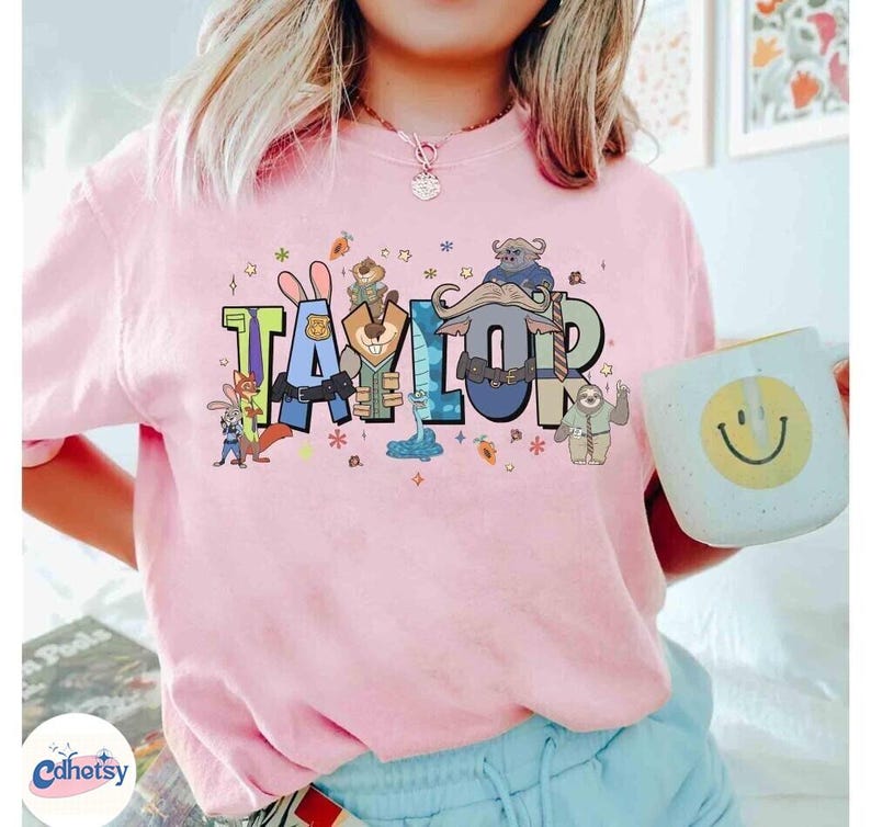 Camiseta personalizada con nombre de los personajes de Zootopia 2 de Disneyland, camiseta de Judy, Nick Wilde, Gary De_Snake, viaje familiar a Disneyland, cumpleaños de Zootopia 2 imagen 3