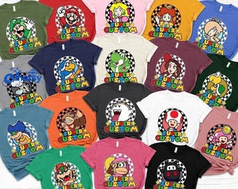 Custom Name Mario All Characters Shirt, Mario Gaming Shirt, Personalized Mario And Friends Gaming Matching Family Shirt