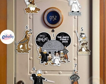 Personalized Mickey & Friends Cosplay StarWars Characters DisneyCruise Magnet, StarWars Day At Sea 2026 Cruise Ship Stateroom Door