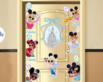 Personalized Disneyland Princess Fridge Magnet, Princess Vacation Custom Shape Magnet, Cartoon Princess Magnet, Cruise Cabin Door Decor