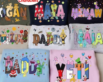 Camiseta personalizada con nombre de Mickey y sus amigos para niños pequeños, camiseta personalizada de Disneyland Donald, Goofy y Pluto, regalos familiares navideños de Disneyland