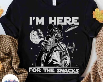 Divertida camiseta personalizada de Star Wars con orejas de Mickey de Darth Vader "Estoy aquí por el bocadillo", regalo para vacaciones familiares en Galaxy's Edge Hollywood Studios Disneyland