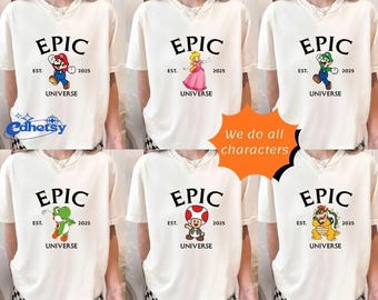 Custom Vintage Super Mario Epic Universe Shirt, Epic All Character Universe Family Shirt, Epic Group Matching, Epic Family Vacation 2026 Tee