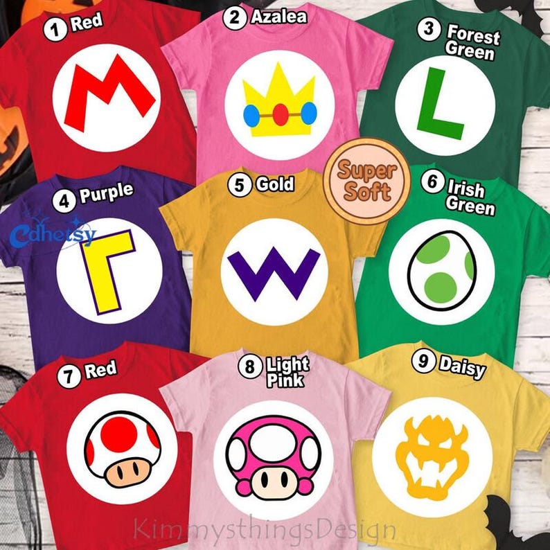 Super Mario Family Costume 2026 Shirt, Mario Luigi Princess Peach Shirt , Super Mario Halloween Costume T-Shirt, Mario Birthday Party Shirt image 3