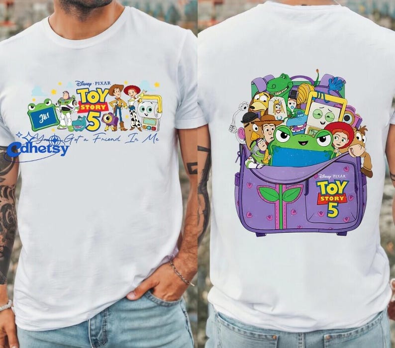 Disneyland 2-Sided Toy Story Movie 5 Shirt, You've Got A Friend In Me, Woody Etch Lenny Mr Spell Tee, Disneyland Family Vacation 2026 Tee image 4