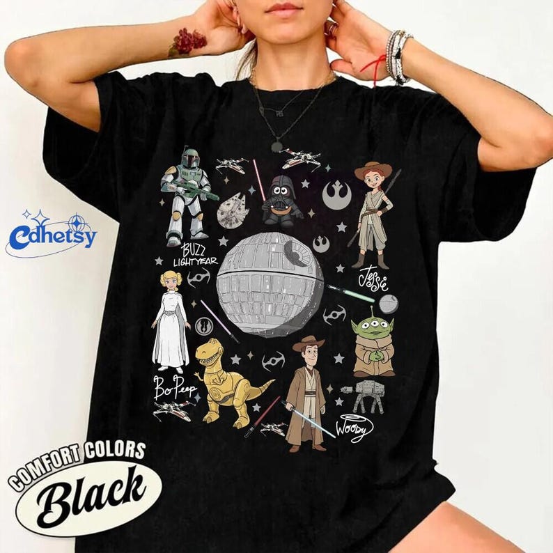 Comfort Colors Toy Story Starwars Shirt, Mashup Crossover Tee, Galactic Disneyworld Top, Disneyland Vacation Shirt, Gift for Fans image 2