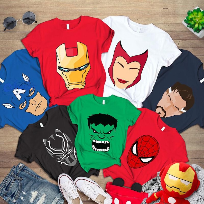 Avengers Costume Family Shirt, Avengers Team Shirt, Spider Man Iron Man Captain America Costume, Superhero Costume, Family Halloween Costume image 1