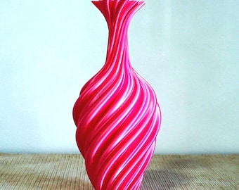 Pink Spiral Vase | 3D Printed Sculptural Flower Holder Minimalist Home Decor