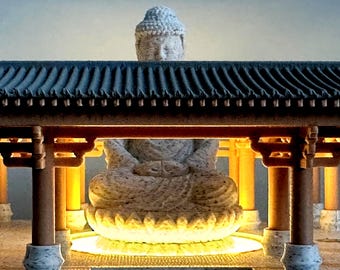 Lámpara de noche Zen Buda / Lámpara de templo impresa en 3D / Decoración para escritorio de meditación