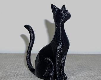 Geometric Black Cat Figurine | 3D Printed Cat Sculpture | Modern Minimalist Animal Decor