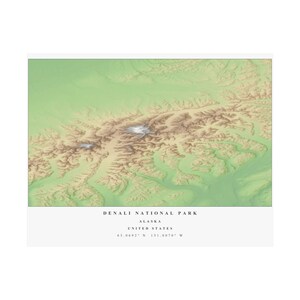Denali National Park Topographic Map Poster | Alaska Terrain Print