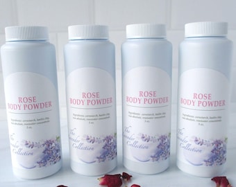 Rose Scented Body Powder, Cornstarch & Kaolin Clay, Baby Powder
