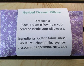Herbal Dream Pillow,Sweet Dreams Pillow,Lucid Dream Pillow,Relaxing Dream Pillow,Dream Herb Pillow,Pillow of Herbs,Cotton Herb Pillow