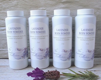 Lavender Scented Body Powder: Cornstarch & Kaolin Clay (4 oz)