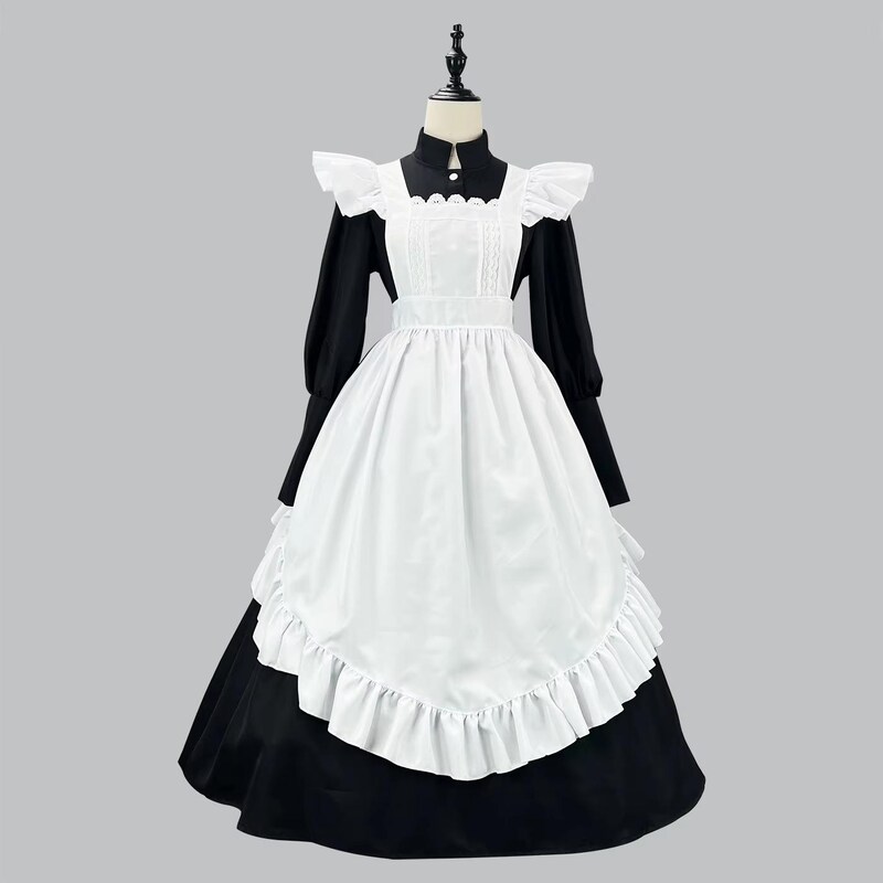 Lockable Black Satin Maid Dress
