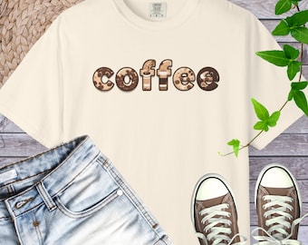Coffee  Art Comfort Colors T-Shirt | Coffee Pattern Typography, Beverage Tee