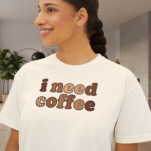 I Need Coffee Cropped T-Shirt | Comfrt Colors Retro Brown Typography, Casual Boxy Tee image 4