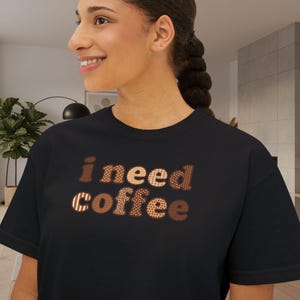 I Need Coffee Cropped T-Shirt | Comfrt Colors Retro Brown Typography, Casual Boxy Tee image 14