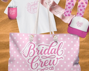 Borsa da weekend per addio al nubilato / Borsa tote a pois rosa