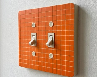 3D Printed Modern Windowpane Double  Toggle Rocker Light Switch Cover, Mid Century Home Decor, Geometric Contrast Wall Plate