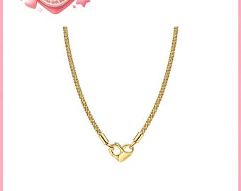 Golden Moments Studded Chain Necklace,925 Sterling Silver Necklaces,Fits European Bracelets and Necklaces