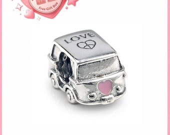 Camper Van Charm,925 Sterling Silver Charm,Fits European Bracelets and Necklaces