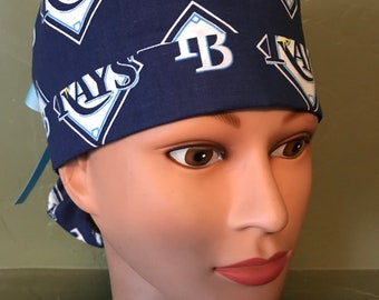 Ponytail scrub cap Tampa Bay Rays