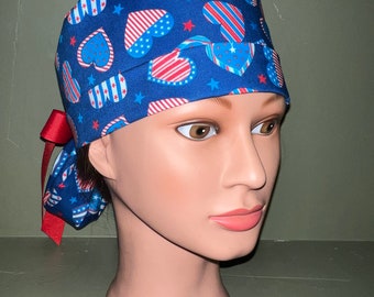Patriotic ponytail scrub cap